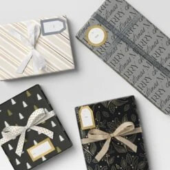 50ct Christmas Peel And Stick Gift Tags Metallic Gold/Silver - Wondershopâ˘