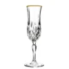 Lorren Home Trends Opera Gold Collection Set Of 6 Crystal Flute Glass With Gold Rim