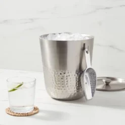 Hammered Metal Ice Bucket With Ice Scoop - Thresholdâ˘