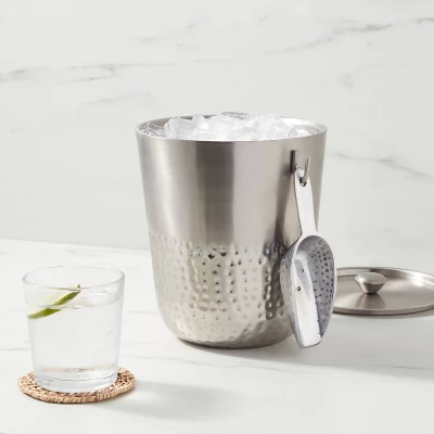 Hammered Metal Ice Bucket With Ice Scoop - Threshold™ 1 Hammered Metal Ice Bucket With Ice Scoop - Threshold™