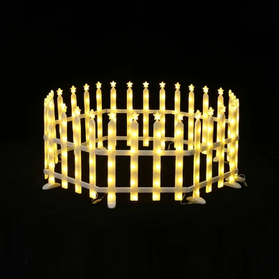 LuxenHome 8-Piece Light Show Star-Topped Fence Design Outdoor Decoration White 4 LuxenHome 8-Piece Light Show Star-Topped Fence Design Outdoor Decoration White - Image 4