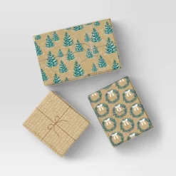 30" 3pk 180 Sq Ft Christmas Wrap Pack Wreath/Merry/Trees - Wondershopâ˘