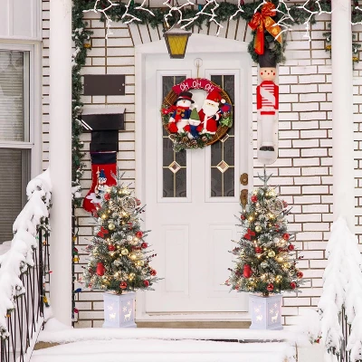 3 Ft Pre-Lit Artificial Christmas Tree With 78 Battery-Powered LED Lights & Illuminated Base, Indoor/Outdoor Holiday Decor For Home Yard Office 2 3 Ft Pre-Lit Artificial Christmas Tree With 78 Battery-Powered LED Lights & Illuminated Base, Indoor/Outdoor Holiday Decor For Home Yard Office - Image 2