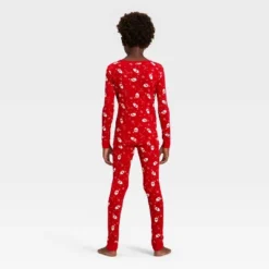 Kids' Ribbed Long Sleeve Shirt And Pants Holiday Matching Family Pajama Set - Wondershop⢠Red