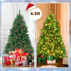 Costway 4.5Ft6.5Ft7.5Ft Pre-lit Hinged Christmas Tree W/ Pine Cones Red Berries And 300450450 LED Lights 18 Costway 4.5Ft6.5Ft7.5Ft Pre-lit Hinged Christmas Tree W/ Pine Cones Red Berries And 300450450 LED Lights -Northlight Sale Store GUEST 7fc60133 2c16 42ce ad50 91f59bb2ac31