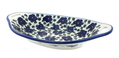 Blue Rose Polish Pottery 13G WR Unikat Oval Dish With Handles 1 Blue Rose Polish Pottery 13G WR Unikat Oval Dish With Handles