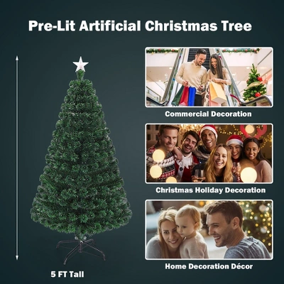 Costway 5'/6'/7'Pre-Lit Fiber Optic Christmas Tree Multicolor Lights 5 Costway 5'/6'/7'Pre-Lit Fiber Optic Christmas Tree Multicolor Lights - Image 5