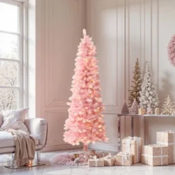 LuxenHome 6Ft Pink Pencil Artificial Tree With Warm White Lights And 8 Light Functions -Northlight Sale Store GUEST 8227bc9c b25d 4b51 9c51 41a1ebd24fb4