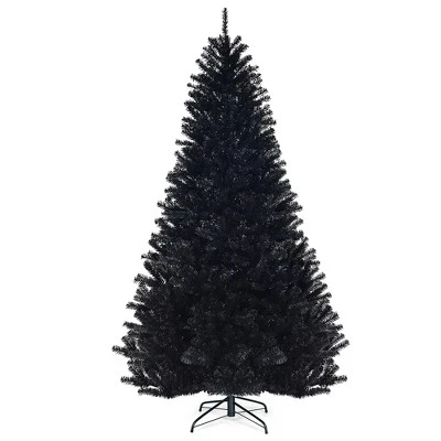Costway 7.5Ft Or 6Ft Hinged Artificial Halloween Christmas Tree Full Tree With Metal Stand Black 11 Costway 7.5Ft Or 6Ft Hinged Artificial Halloween Christmas Tree Full Tree With Metal Stand Black - Image 11