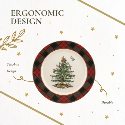 Spode Christmas Tree Tartan 12" Buffet Plate - Classic Christmas Design With Tartan Border - Dishwasher, Microwave, Freezer Safe 5 Spode Christmas Tree Tartan 12" Buffet Plate - Classic Christmas Design With Tartan Border - Dishwasher, Microwave, Freezer Safe - Image 5