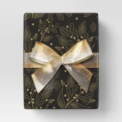 18' Christmas Modern Warmth Premium Ribbon Gold Glitter On Sheer - Wondershopâ˘