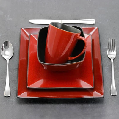 16pc Stoneware Heart Dinnerware Set Red - Elama 3 16pc Stoneware Heart Dinnerware Set Red - Elama - Image 3