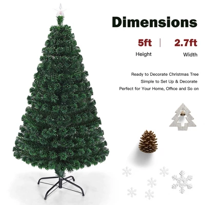Costway 5'/6'/7'Pre-Lit Fiber Optic Christmas Tree Multicolor Lights 2 Costway 5'/6'/7'Pre-Lit Fiber Optic Christmas Tree Multicolor Lights - Image 2