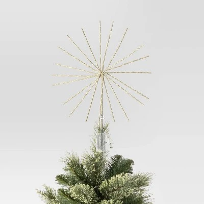 14" Pre-lit Dewdrop Glittered Starburst Christmas Tree Topper Champagne With Cool White Twinkle/Warm White Steady Lights - Wondershop™ 2 14" Pre-lit Dewdrop Glittered Starburst Christmas Tree Topper Champagne With Cool White Twinkle/Warm White Steady Lights - Wondershop™ - Image 2