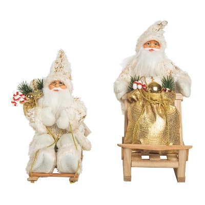 Transpac Fabric Elegant Metallic Santa Decor Set Of 2 Christmas Home Decorations For Festive Holiday Cheer 1 Transpac Fabric Elegant Metallic Santa Decor Set Of 2 Christmas Home Decorations For Festive Holiday Cheer