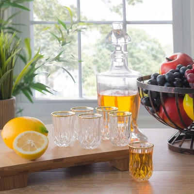 Lorren Home Trends Opera Gold Collection Set Of 6 Crystal Shot Glass With Gold Rim 3 Lorren Home Trends Opera Gold Collection Set Of 6 Crystal Shot Glass With Gold Rim - Image 3