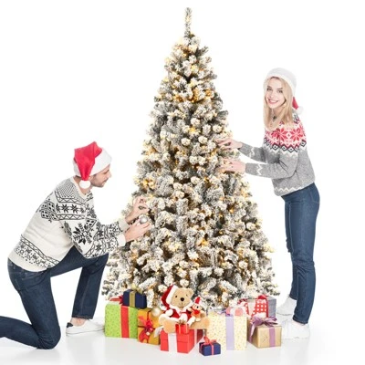 Costway Prelit 7.5ft Christmas Tree Flocked Xmas Snowy Tree 450 LED Lights 2 Costway Prelit 7.5ft Christmas Tree Flocked Xmas Snowy Tree 450 LED Lights - Image 2