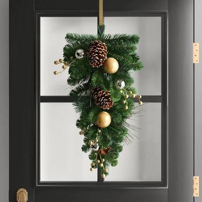 28" Decorated Pine Hanging Christmas Artificial Swag Green/Champagne Gold - Wondershop™ 1 28" Decorated Pine Hanging Christmas Artificial Swag Green/Champagne Gold - Wondershop™