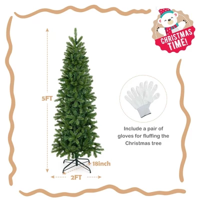 Costway 5FT Pre-Lit Hinged Artificial Christmas Tree With 390 Tips & 180 Multicolor Lights 3 Costway 5FT Pre-Lit Hinged Artificial Christmas Tree With 390 Tips & 180 Multicolor Lights - Image 3