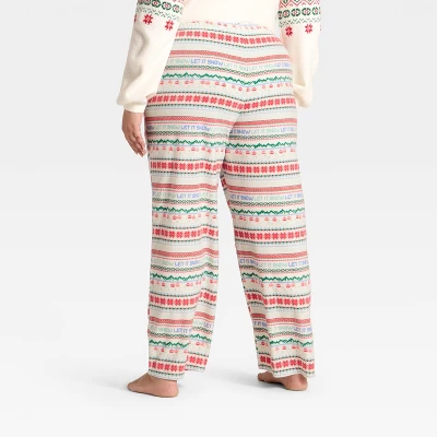 Women's "Let It Snow" Fair Isle Microfleece Holiday Matching Family Pajama Pants - Wondershop™ Cream 1 Women's "Let It Snow" Fair Isle Microfleece Holiday Matching Family Pajama Pants - Wondershop™ Cream