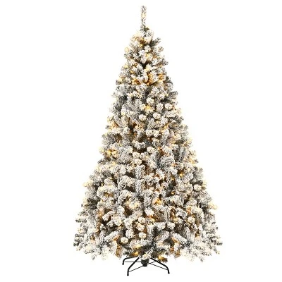 Costway 6ft/7.5ft/9ft Pre-Lit Premium Snow Flocked Hinged Artificial Christmas Tree With 250 Lights/450 Light/550 Lights 11 Costway 6ft/7.5ft/9ft Pre-Lit Premium Snow Flocked Hinged Artificial Christmas Tree With 250 Lights/450 Light/550 Lights - Image 11