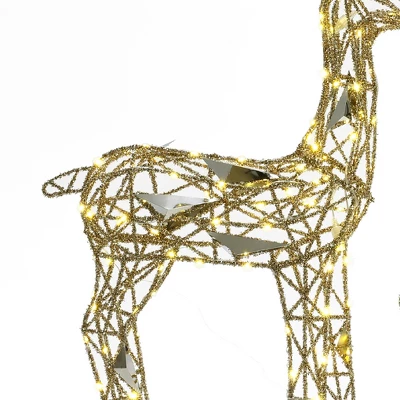 LuxenHome 3-Piece Gold Glitter Deer Family Outdoor Holiday Decoration With Lights Brown 9 LuxenHome 3-Piece Gold Glitter Deer Family Outdoor Holiday Decoration With Lights Brown - Image 9