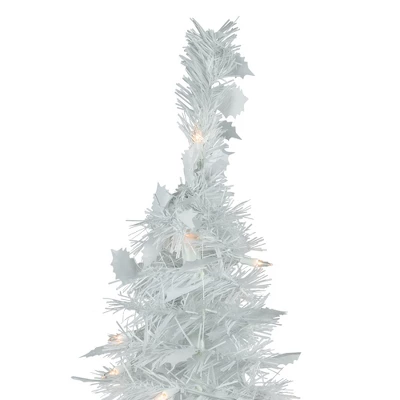 Northlight 6' Pre-Lit White Tinsel Pop-Up Artificial Christmas Tree, Clear Lights 2 Northlight 6' Pre-Lit White Tinsel Pop-Up Artificial Christmas Tree, Clear Lights - Image 2