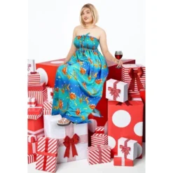 LA LEELA Women's A Line Slit Smocked Maxi Casual Beach Dress Tube Top Evening Long Strapless Christmas Tree Outfits For Women L-XL Blue 8 LA LEELA Women's A Line Slit Smocked Maxi Casual Beach Dress Tube Top Evening Long Strapless Christmas Tree Outfits For Women L-XL Blue -Northlight Sale Store GUEST 8c528b8b 8bb9 4cc4 9f2b 3e9b8e3abc78