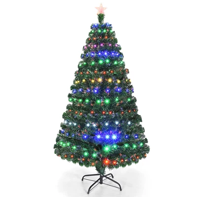 Costway 5'/6'/7'Pre-Lit Fiber Optic Christmas Tree Multicolor Lights 10 Costway 5'/6'/7'Pre-Lit Fiber Optic Christmas Tree Multicolor Lights - Image 10