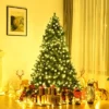 Costway 7Ft/7.5Ft/8Ft Pre-Lit PVC Christmas Tree Hinged 300/400/430 Lights