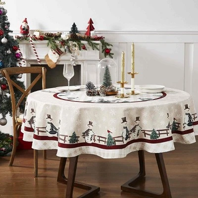 Avanti Linens Country Snowman 70" Round Tablecloth 1 Avanti Linens Country Snowman 70" Round Tablecloth