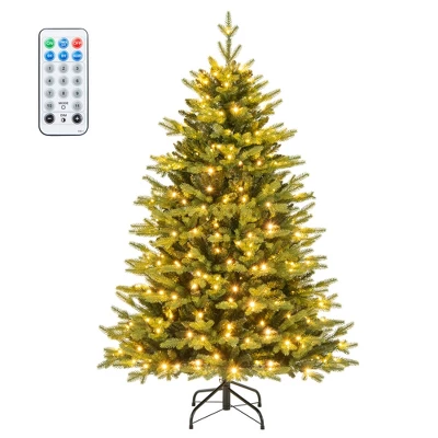 Costway 5/6/7 FT Pre-Lit Christmas Tree Hinged With 250/350/470 Multi-color Lights 1 Costway 5/6/7 FT Pre-Lit Christmas Tree Hinged With 250/350/470 Multi-color Lights