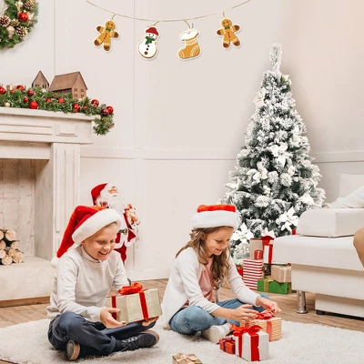 Costway 5ft/6ft/7ft/8ft Snow Flocked Hinged Christmas Tree W/ Berries & Poinsettia Flowers 4 Costway 5ft/6ft/7ft/8ft Snow Flocked Hinged Christmas Tree W/ Berries & Poinsettia Flowers - Image 4