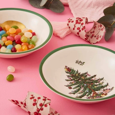 Spode Christmas Tree Ascot Cereal Bowls Set Of 4, Use For Breakfast, Oatmeal, Cereal, Or Soup Made Of Fine Earthenware, Measures 8-Inch 2 Spode Christmas Tree Ascot Cereal Bowls Set Of 4, Use For Breakfast, Oatmeal, Cereal, Or Soup Made Of Fine Earthenware, Measures 8-Inch - Image 2