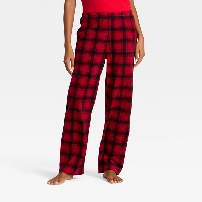 Women's Plaid Microfleece Holiday Matching Family Pajama Pants - Wondershop™ Red/Black 4 Women's Plaid Microfleece Holiday Matching Family Pajama Pants - Wondershop™ Red/Black - Image 4