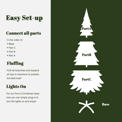 LuxenHome 7.5Ft Pre-Lit Green Slender Artificial Fir Christmas Tree With Metal Stand 8 LuxenHome 7.5Ft Pre-Lit Green Slender Artificial Fir Christmas Tree With Metal Stand - Image 8