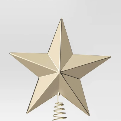 8.5" Unlit Plastic Shiny Gold 5 Point Star Christmas Tree Topper With Coil - Wondershop™ 2 8.5" Unlit Plastic Shiny Gold 5 Point Star Christmas Tree Topper With Coil - Wondershop™ - Image 2
