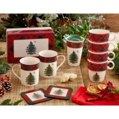 Spode Christmas Tree Tartan Mug & Coaster Set With Tin Box (5-Piece Set), Elegant Porcelain Mugs And Cork-Backed Coasters, Dishwasher & Microwave Safe 11 Spode Christmas Tree Tartan Mug & Coaster Set With Tin Box (5-Piece Set), Elegant Porcelain Mugs And Cork-Backed Coasters, Dishwasher & Microwave Safe -Northlight Sale Store GUEST 925f5775 8776 46f0 bbde cc0dfc0d1e6c