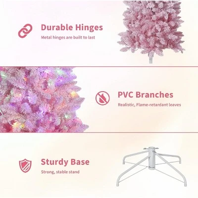 6ft/7.5ft/9ft Prelit Blue Gradient Snow Flocked Pencil Christmas Tree With 100 Dual-Color LEDs, 820 Tips & Metal Stand 4 6ft/7.5ft/9ft Prelit Blue Gradient Snow Flocked Pencil Christmas Tree With 100 Dual-Color LEDs, 820 Tips & Metal Stand - Image 4