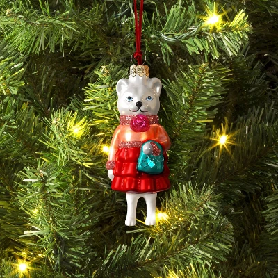 Christmas Glass Dressed White Cat Ornament - Wondershop™ 1 Christmas Glass Dressed White Cat Ornament - Wondershop™