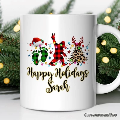 Bigfoot Buffalo Plaid Christmas Mug, Sasquatch Holiday Decoration (Non-Custom Only)| OrnamentallyYou 3 Bigfoot Buffalo Plaid Christmas Mug, Sasquatch Holiday Decoration (Non-Custom Only)| OrnamentallyYou - Image 3