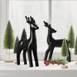 Ceramic Walking Deer Christmas Animal Figurine - Wondershop™ Black: Indoor Holiday Decor, 9.75" Tall