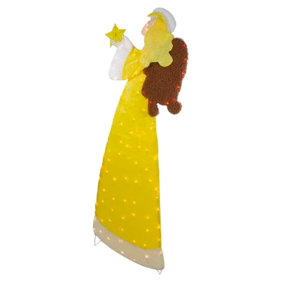 Northlight 72" Lighted 2D Yellow Chenille Angel Outdoor Christmas Decoration 3 Northlight 72" Lighted 2D Yellow Chenille Angel Outdoor Christmas Decoration - Image 3