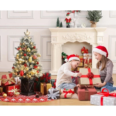 3 Ft Prelit Artificial Christmas Tree, Potted Fake Snow Flocked Christmas Tree With 78 LED Lights, Small Tabletop Battery-Powered Lighted Xmas Tree 5 3 Ft Prelit Artificial Christmas Tree, Potted Fake Snow Flocked Christmas Tree With 78 LED Lights, Small Tabletop Battery-Powered Lighted Xmas Tree - Image 5