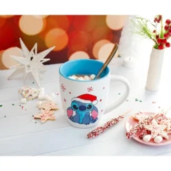 Silver Buffalo Disney Lilo & Stitch Santa Hat Jumbo Curved Ceramic Latte Mug | Holds 25 Ounces -Northlight Sale Store GUEST 974d0da5 4d7b 4226 9c9e 46df74332c80