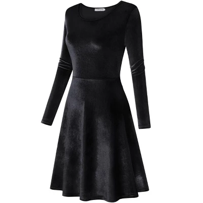 Coolmee Women's Velvet Cocktail Dress Winter Christmas Holiday Dress Long Sleeves Party Formal Dress 2 Coolmee Women's Velvet Cocktail Dress Winter Christmas Holiday Dress Long Sleeves Party Formal Dress - Image 2