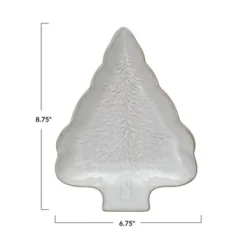 Northlight Sale Store 12 Storied Home Stoneware Tree Shaped Plate With Tree Design With Reactive Glaze, White