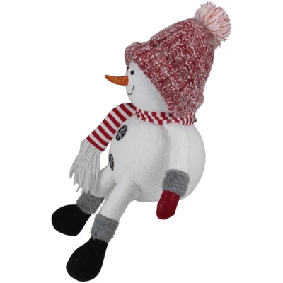 Northlight Sitting Winter Snowman Christmas Decoration - 16" - Red And White 3 Northlight Sitting Winter Snowman Christmas Decoration - 16" - Red And White - Image 3