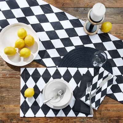 Split P Harlequin Table Runner - 54''L - Black 1 Split P Harlequin Table Runner - 54''L - Black