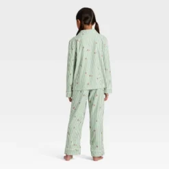 Kids' Gingerbread Striped Long Sleeve Shirt And Pants Holiday Matching Family Pajama Set - Wondershop⢠Cream